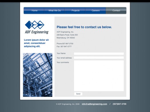 Proposed website updates for ADF Engineering - Contact Page