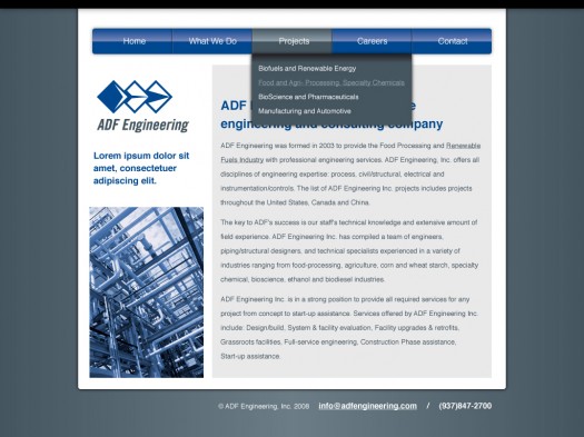 Proposed website updates for ADF Engineering - Home Page